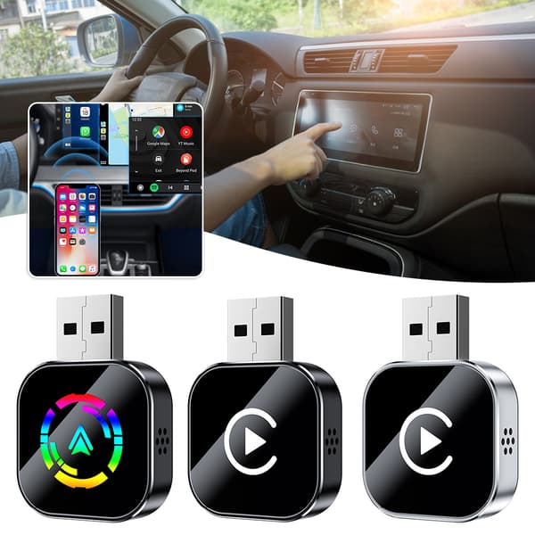 Langaton CarPlays -sovitin, viiveetön yhteys, vakaa langaton Androids Auto -sovitin ääniohjaustoiminnolla Black White Label