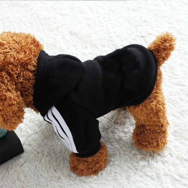 Tröja för husdjurskläder Casual bomullströja Hundar Katter tröja med hatt för vintern Små och medelstora raser Black 2XL