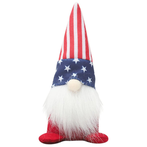 Självständighetsdagen prydnad Fuzzy dvärgdocka Säsongsbetonad Patriotic Gnome Plysch C