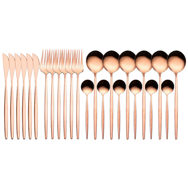 24st rostfritt stål set Elegant spegelpolerad servis för bröllop Thanksgiving jul Rose Gold