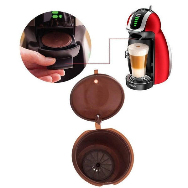 1 st Återanvändbara kaffekapslar kopp sked set Kompatibla Dolce Gusto-maskiner Red
