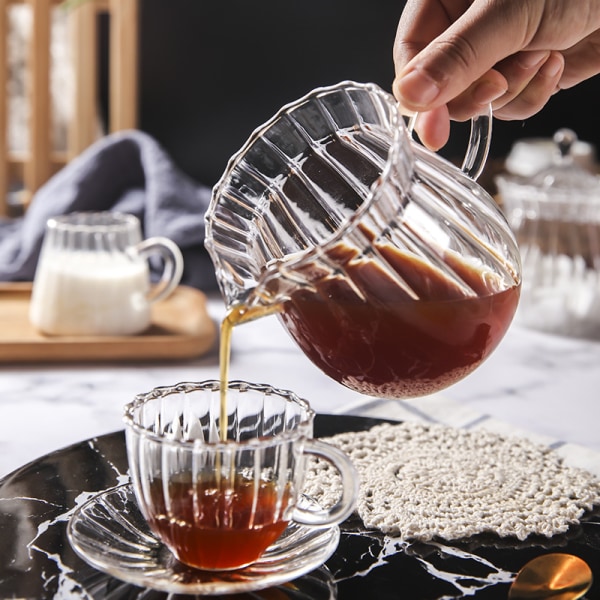 Litet glas i japansk stil för mjölkrandigt liten mjölkkruka Värmebeständig mjölkkopp i glas Hushållscafé B