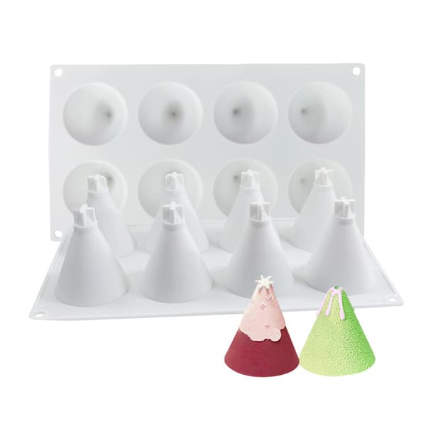 DIY Julkaka Silikon Stencil Endelad Julgransmousse Göra Julbakning Silikonstenciler Mallar 8 Even Cone Christmas Tree DG-123