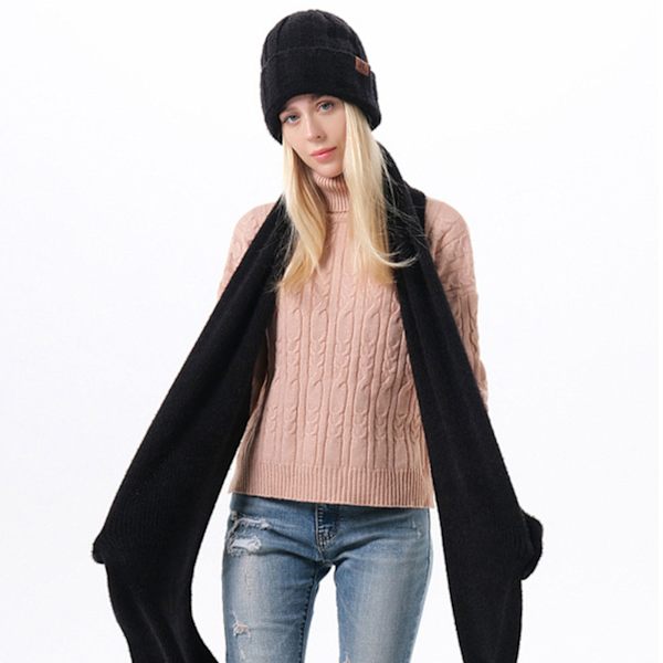 Vintermössa Halsduk Handskar Set Unisex Slouchy Halsduk Varm Stickad Mössa För Utomhus Grey