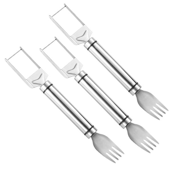 2 i 1 vattenmelon skärgaffel med ergonomiskt grepp Enkel rengöring Återanvändbara fruktskärare för sommarfest Wire 3pcs