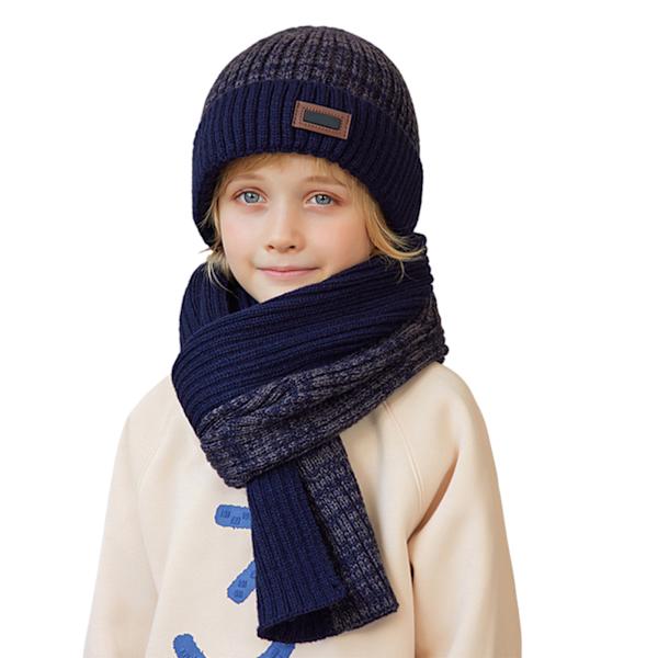 Barnmössor Scarf Set Vindtät Värmande Barnmössa för utomhusbruk deep cerulean