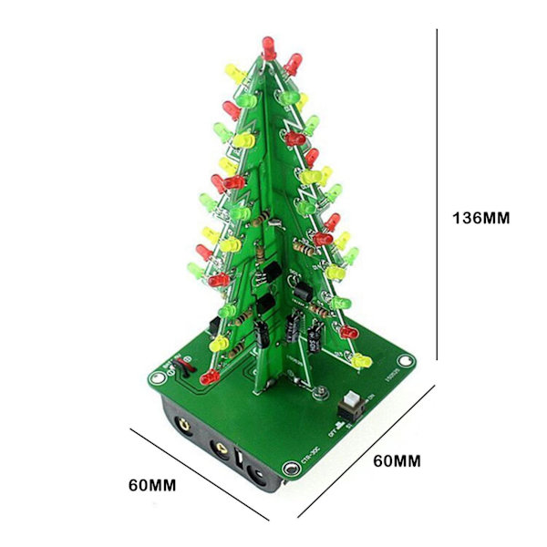 Gör-det-själv 3D LED-blinkande julgran Circuit Kit Glitter elektronisk julgranset Set julgran Skrivbordsdekoration Tricolor