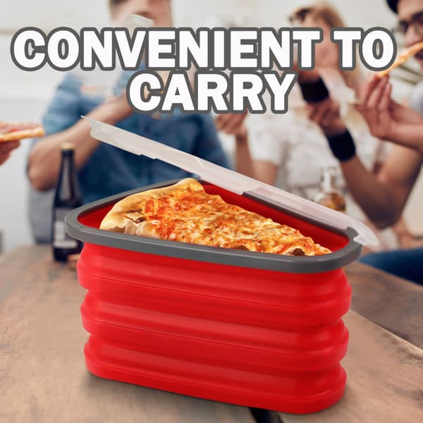 Vikbara stora trianglar Silikonpizzabehållare Återanvändbar överbliven pizzasmörgås Crisper For Ris Pasta Red