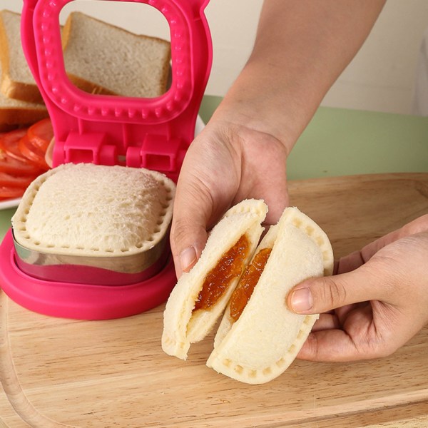 Smörgåsformar Molds och förseglare med fyrkantiga hushållssmörgåsar Bröddekor för gör-det-själv-barn Lunchlåda Pink