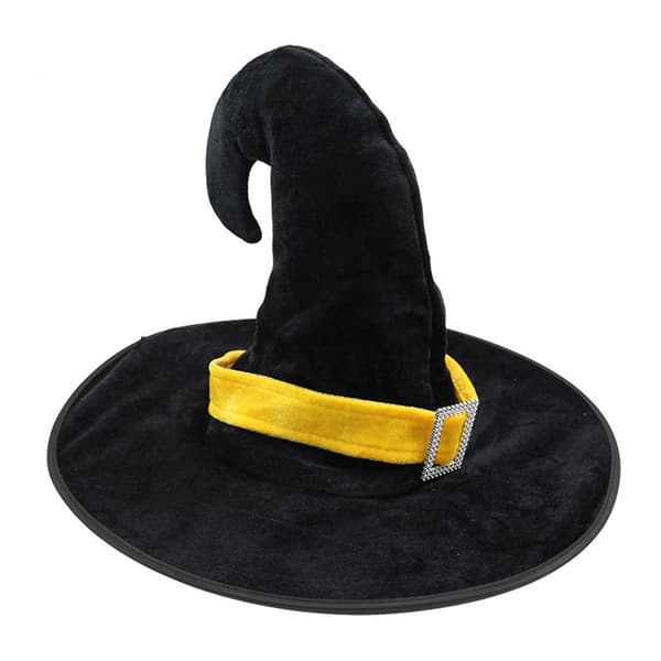 Halloween böjd hornhatt Festhatt Häxhatt Trollhatt Garnhatt Printed Pumpor Hat Black Tip Hat Black Webbing With Silver Buckle Angled Cap