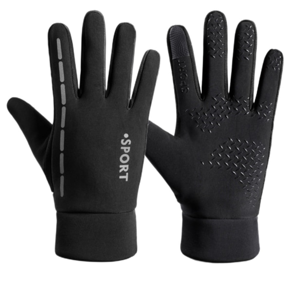 Reflekterande sporthandskar med pekskärm Finger Bekväma andningsbara mjuka handskar för vandringsfiske Black