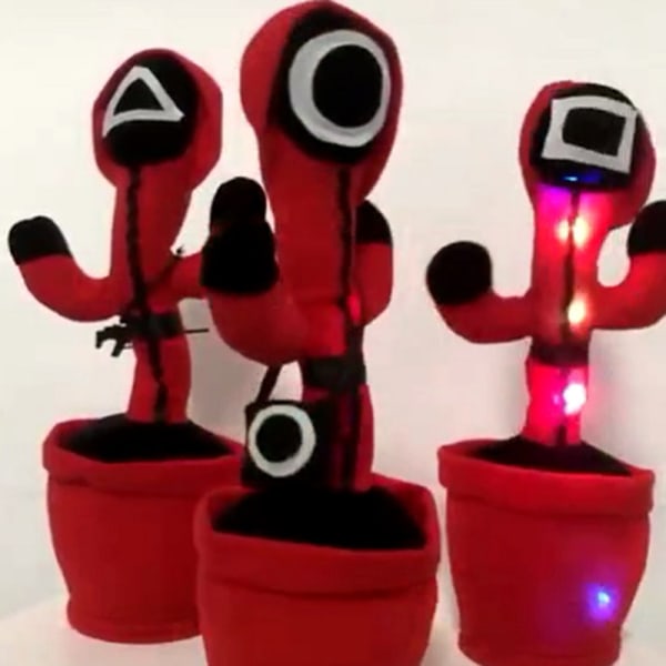 Elektrisk squid game Kaktusleksak Supersöt Sjungande Dans Plyschpussel Leksaksnyhet Presenter till barn Triangle