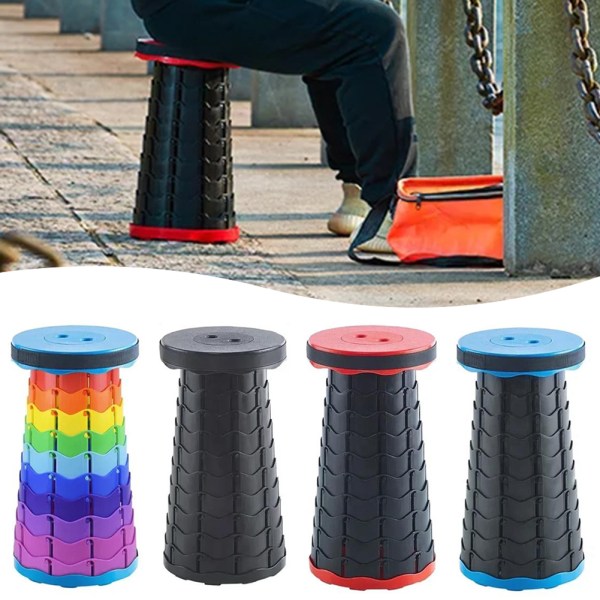 Bärbar Teleskopisk Fällbar Pall Lätt Bärbar Stol För Utomhuscamping RGB Blue