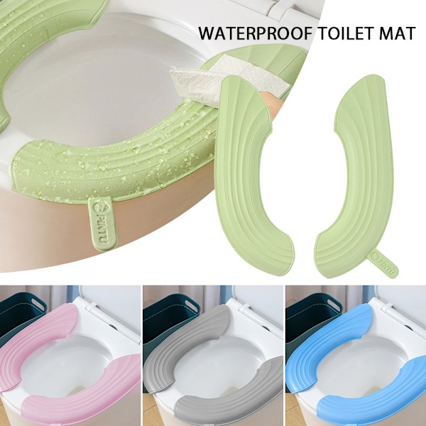 Cover Vattentät toalettsitsdyna med handtag Soft Thicken EVA självhäftande toalettsitsöverdrag Kuddar Gray