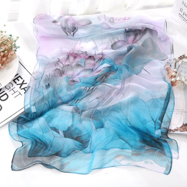 Print silkeshalsdukar för kvinnor Andas bekväma halsdukar för utomhusaktiviteter Purple Orchid
