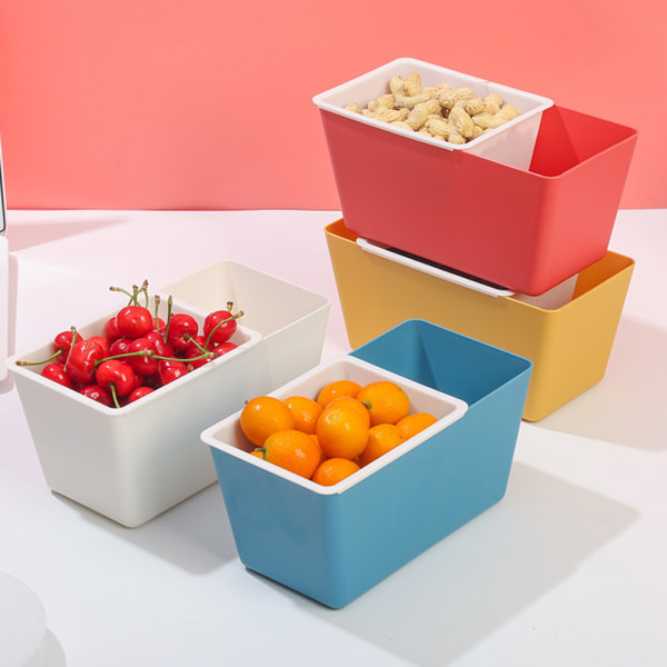 Multifunktionell dubbellagers snackbox Hem fyrkantig urlakningsbar fruktbricka Red