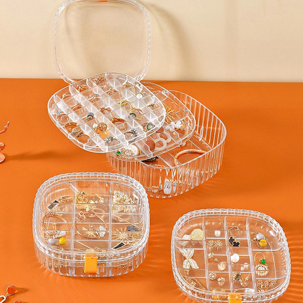 Multi Grids Smycken Organizer Box Klar akryl kosmetiska förvaringsbehållare Green