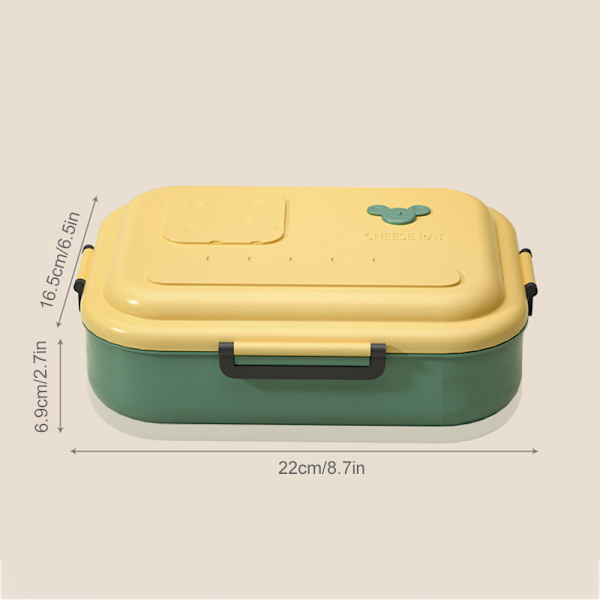 Dubbellagers Bento-låda med skiljevägg Bärbar matlåda i mikrovågsugn för studenter och kontorsanställda Rice Yellow Pp Lunch Box
