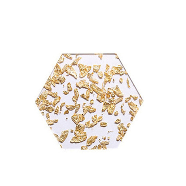 Creativity Tea Cup Pads Återanvändbara halkfria Gold Leafs koppmatta för bordsbruk Hexagon