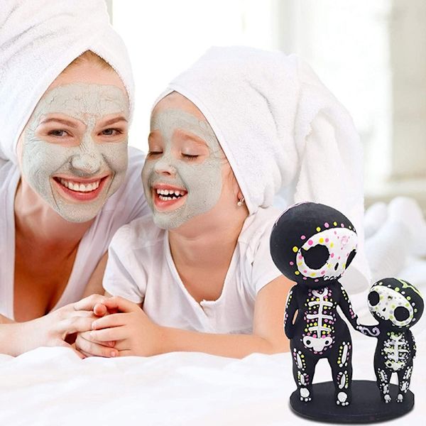2st Sugar Skull Par Staty hartsstaty för heminredning inomhus skrivbordsdekorationer Parent And Kid