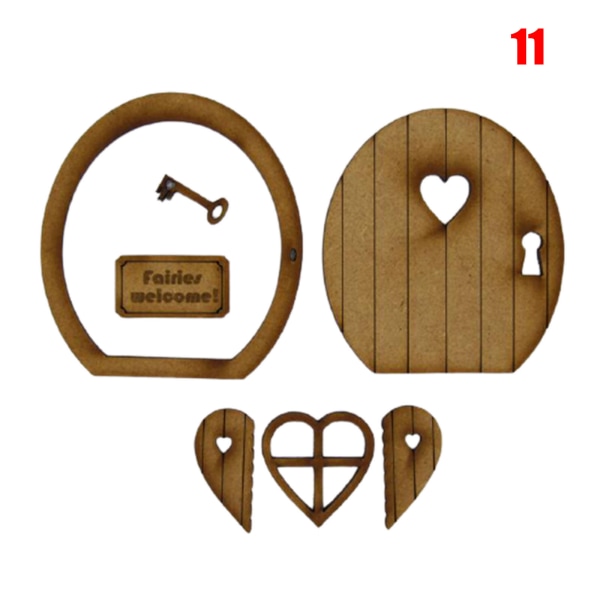 Fairy Tale Trädörr Dekoration Kit Dockhus Miniatyrmöbler 3D DIY Hantverk Prydnad för Utomhusgård 11