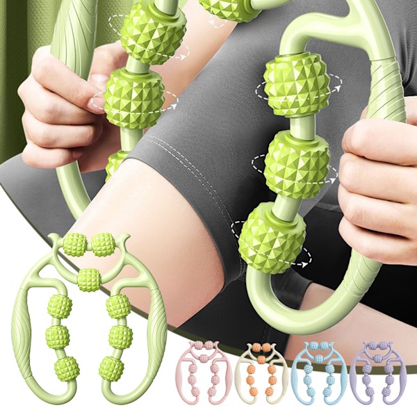 Massage Relax Cirkulär Benklämma 9-Hjuls Muskelrulle Djupvävnadsmassage För Ben Armmassager Green