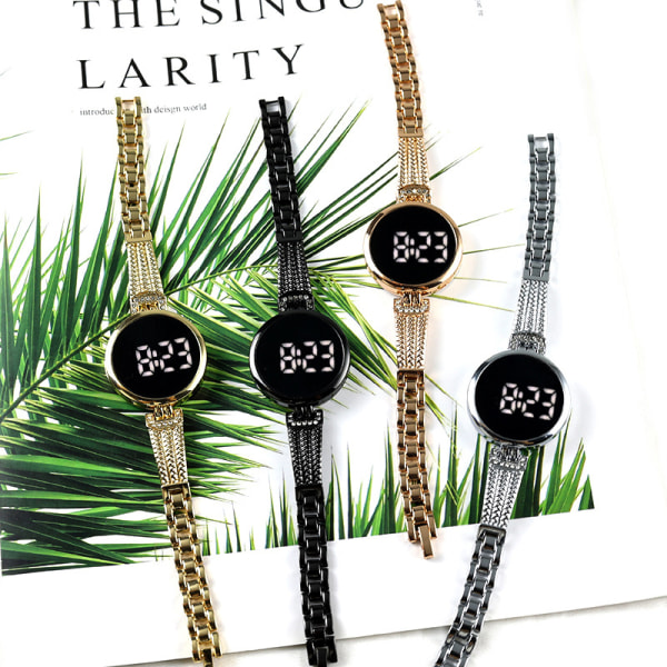 Elektronisk digital watch Multifunktionell watch Casual watch för kvinnor flickor Black