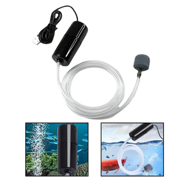 USB akvarium vattenpump för syresättning Hållbar akvarium vattencirkulationssystem för hemma utomhus Black