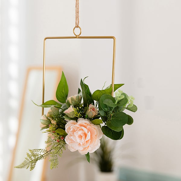 Multifunktion Nordic Light Lyx Vindjärn Geometrisk Väggdekoration För Hem Vardagsrum Square Ironwork Garland Pendant