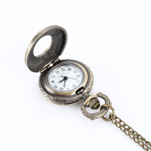Retro Fickur Pocket Watch Halsband Kedja Klockor med Romerska Siffror och Nummer Visa Födelsedagspresenter Bronze