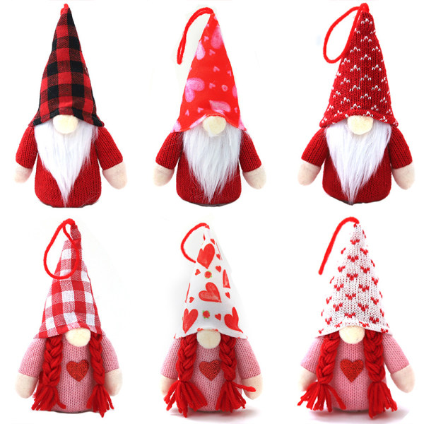 Belysning Julprydnad Stickad Gnome Doll Ansiktslös tomte Nattljus Säsongsbetonad dvärg Heminredning Present till barn Check Cloth