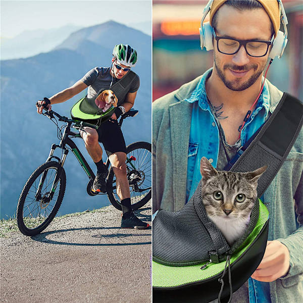 Pet Sling Bag Andas Mesh Justerbar Vadderad rem Outdoor Tote Axelväska för små husdjur Purple L