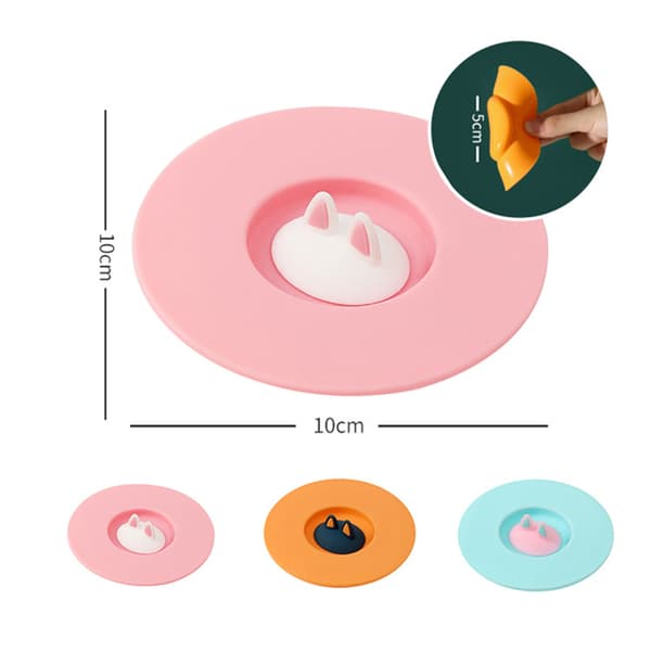 Söt Cartoon Cat Ear Silikonkopp Lock förseglad läckagesäker dammsäker cover Vibrant Orange