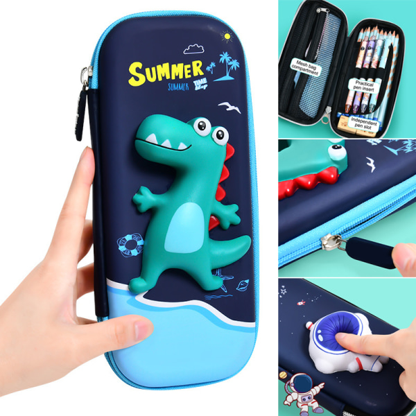 Söt case 3D dekompressionsdocka Stor kapacitet pappersvaruförvaringsväska Fantastiska presenter till pojkar och flickor C
