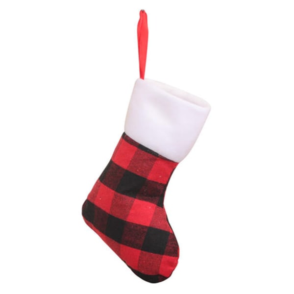 Julgran strumpor dekoration galler mönster hängande handarbeten för träd Red and Black Plaid S