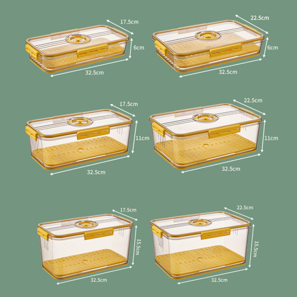 Förseglad genomskinlig förvaringslåda med timer Stor kapacitet fruktbehållare Box Kökstillbehör Yellow 7007