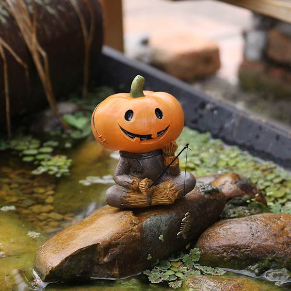 Kurpitsat Linnunpelättimet Kalastusfiguriini Söpö Hymy Kurpitsa Pää Kalastajat Veistos Ulkopuutarhapatsas Halloweeniin Straw