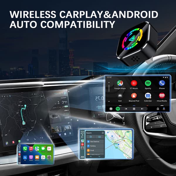 Trådlös Carplays-adapter för Iphone/Androids 2-i-1 Androids Auto Trådlös Adapter Snabb Stabil Anslutning Black