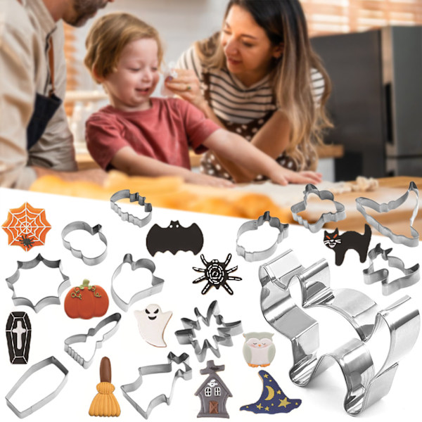 Mini Keksformar Set 3D Mini Marsipan-Keks Pressbara Schabloner Återanvändbara Keksstämplar One Set