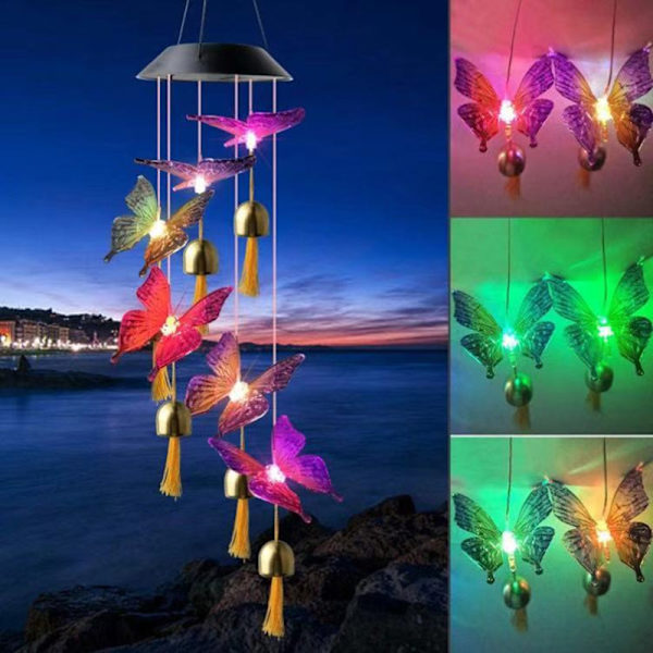 Solar Wind Chime Färgskiftande Wind Chimes Vattentät hängande dekoration för Hem Graden Office C