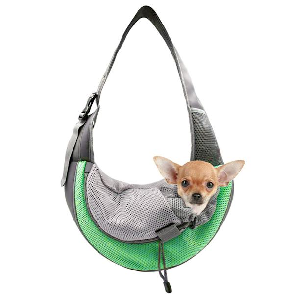 Pet Sling Bag Andas Mesh Justerbar Vadderad rem Outdoor Tote Axelväska för små husdjur Purple L