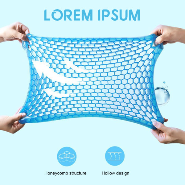 Gel tryckavlastande kudde med honungskakor Design Mjuk Bekväm bilstolsmatta för hemkontorsbil Blue 41x35x3cm