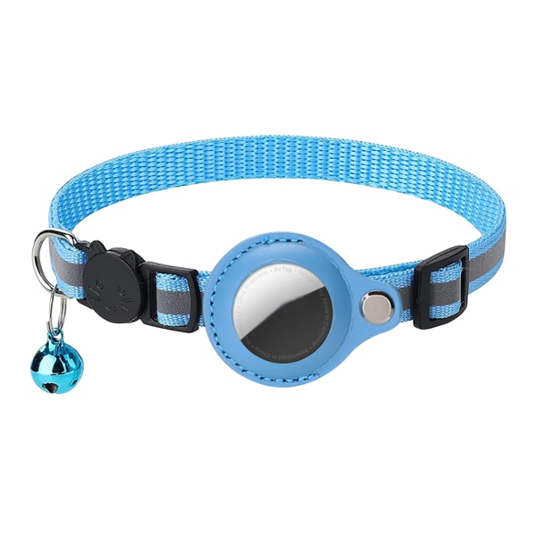 Airtag-Tracker Cover Halsband för Cat Portable Anti-Lost Reflekterande Pet Bell Collar Blue