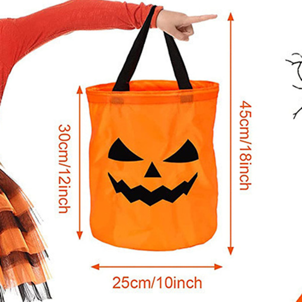 Halloween glödande pumpor Trick or Treat-väska Bärbar trasa Candys-påsar för barn Pojke Flicka Barn 2PCS