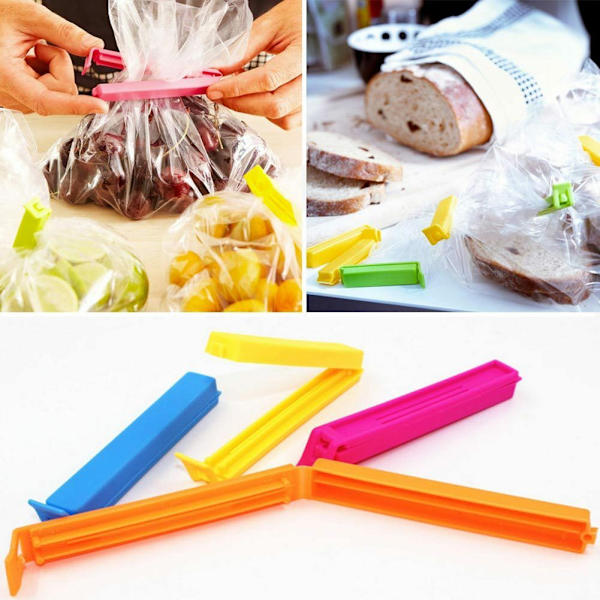 12st/ set Matpåse Tätningsklämmor Köksmatkonservering Snackpåsklämma