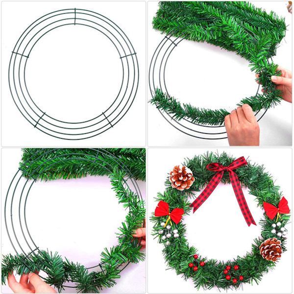 Runda jul Metall Järn Krans Ring Ram DIY Bröllop Xmas Party Dörrdekor 30cm