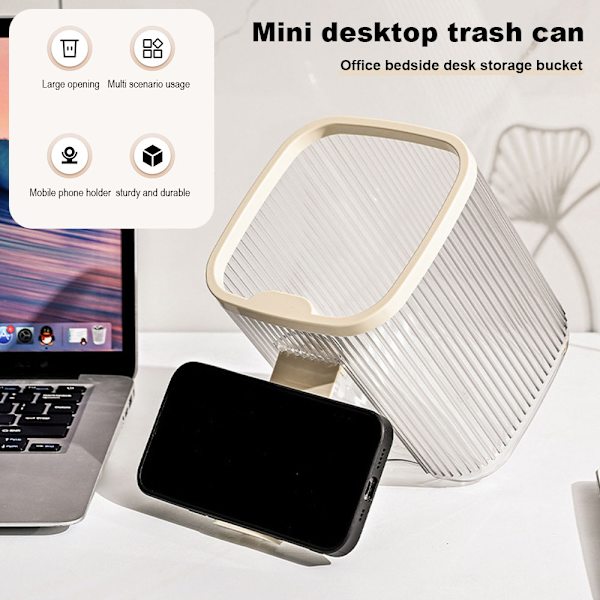 Mode Mini Desktop Papperskorgen Stor öppning Multipurpose Papperskorgen Hållare För Vardagsrummet Stone Black