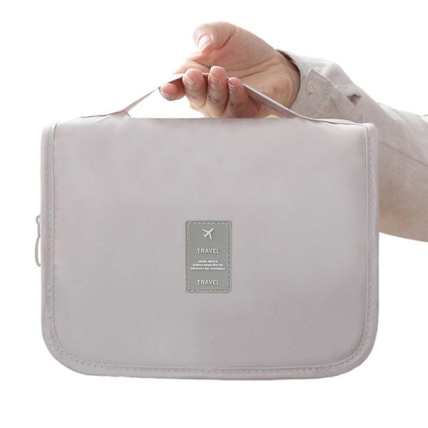 Bärbar kosmetisk väska i kypert Lätt necessär med stor kapacitet för utomhusresor Beige