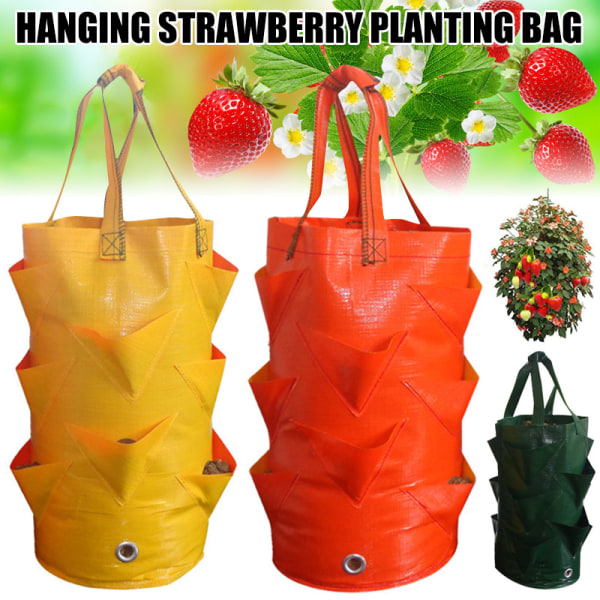 3 gallon jordgubbsplanteringspåse för potatisodling utomhus vertikal trädgård hängande öppen grönsaksplantering odlingspåse Green