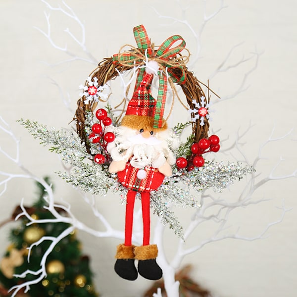 Konstgjord julkrans Färgglad vacker väggfönsterdörrkrans för ytterdörrsfestdekor Snowman L